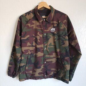 Vans Torrey Camouflage Windbreaker Jacket Youth Boys Lrg Green/Brown Snap Button